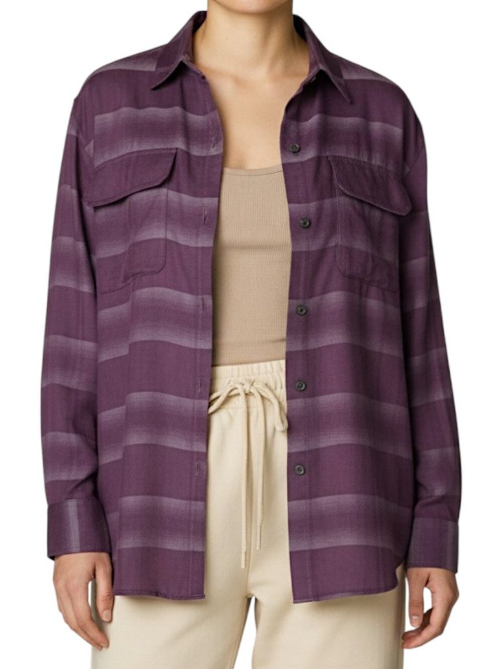 Banana Republic Vintage Safari and Travel Purple Plaid Shirt Women's Size S